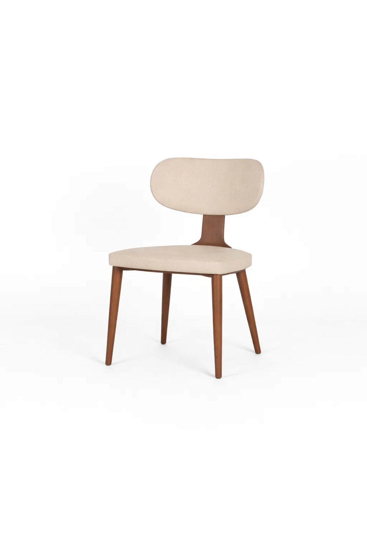 Modern Upholstered Dining Chair with Wooden Legs Beige