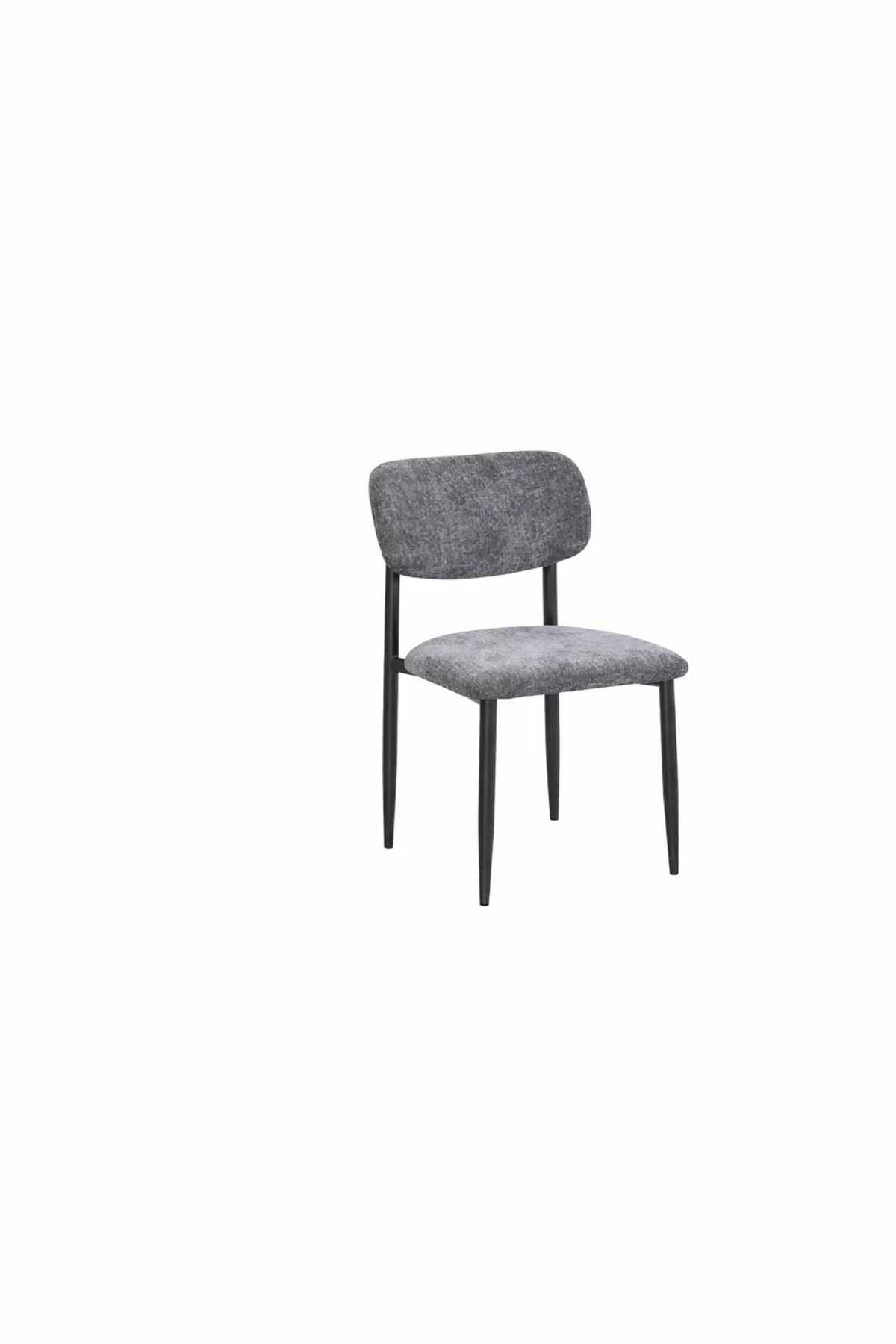 Dark Brown Upholstered Dining Chair with Black Legs Modern Fabric Dining Chair