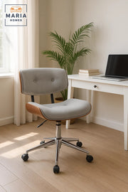 Light Grey Mid-Century Office Chair, Adjustable Swivel Desk Chair with Wheels and Cushion