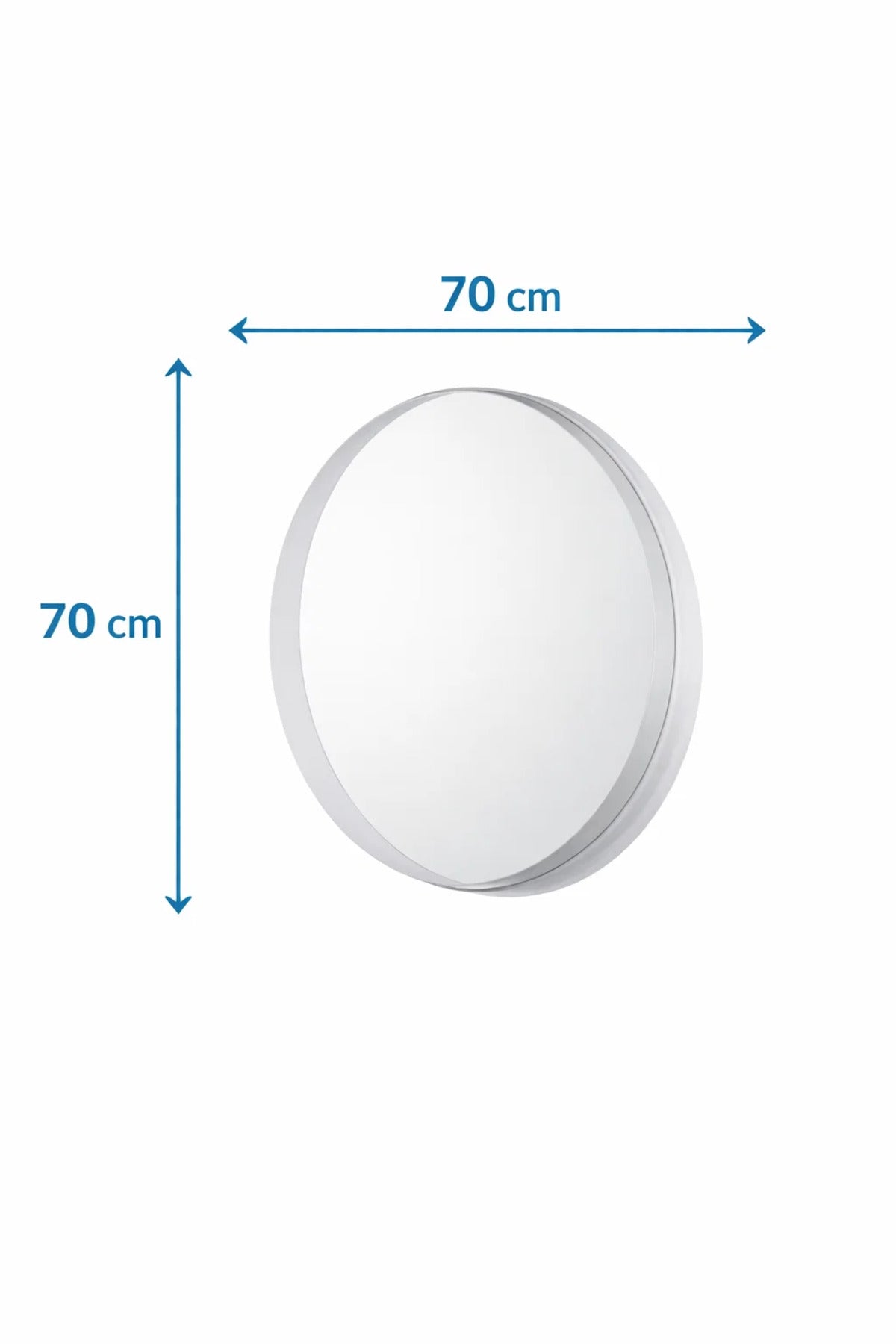 White Round Wooden Wall Mirror 70x70cm Modern Hanging Decor for Bathroom Entryway Bedroom Vanity