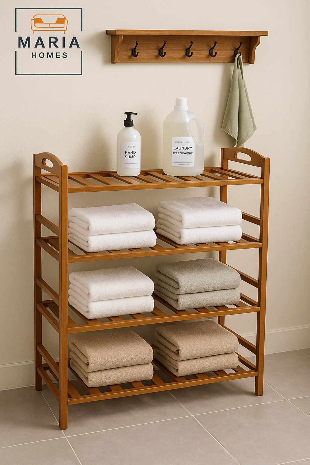 4-Tier Wooden Shoe Rack Organizer for Entryway, Closet or Bedroom Ð Compact and Sturdy Design