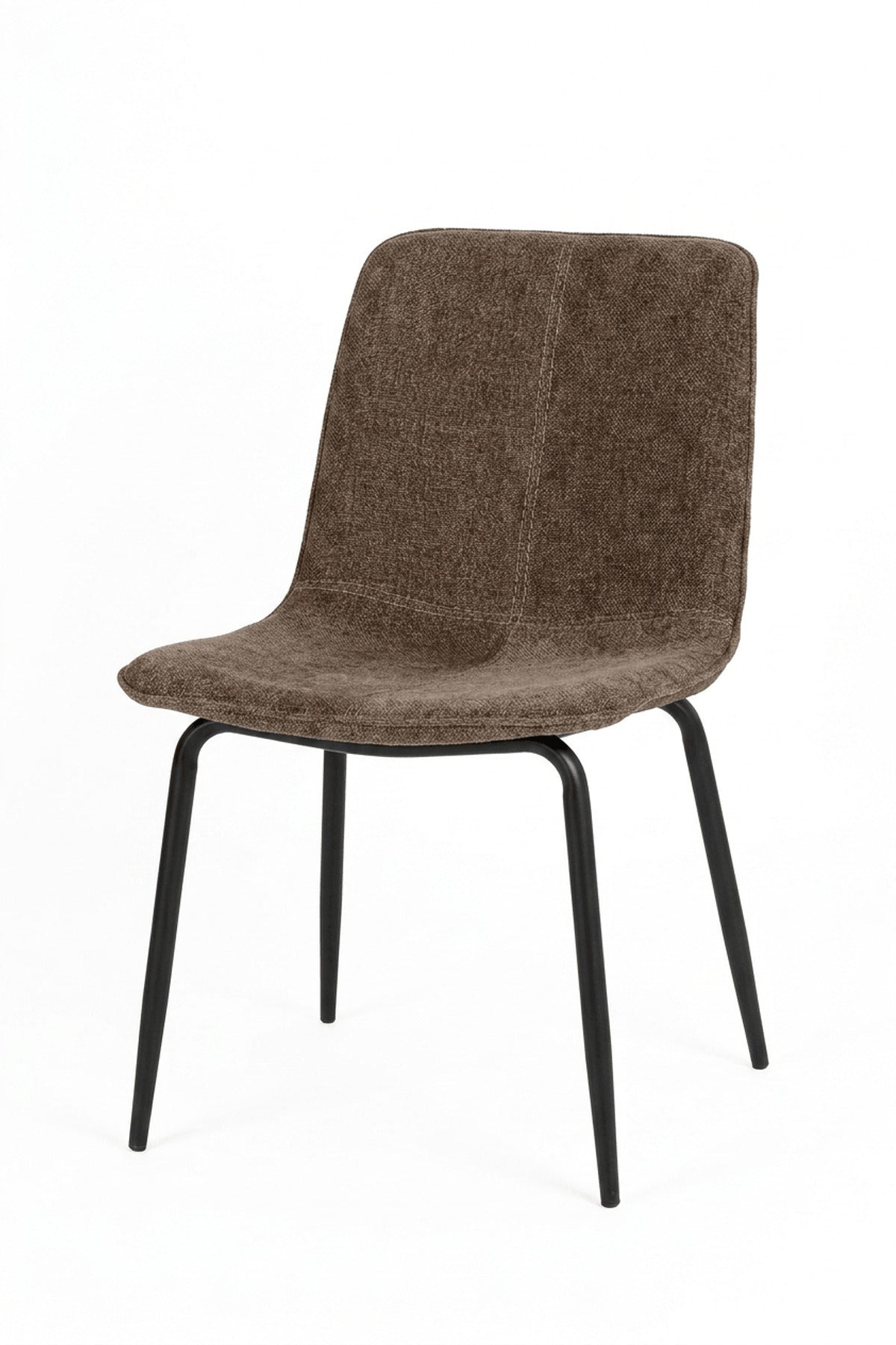 Brown Upholstered Dining Chair with Black Metal Legs Modern Home Seating