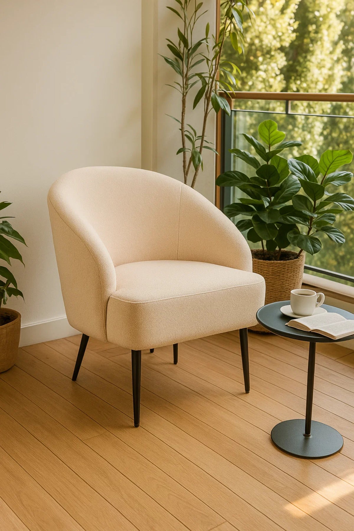 Modern Fabric Accent Armchair, Lounge Chair for Living Room, Bedroom & Office Cabin