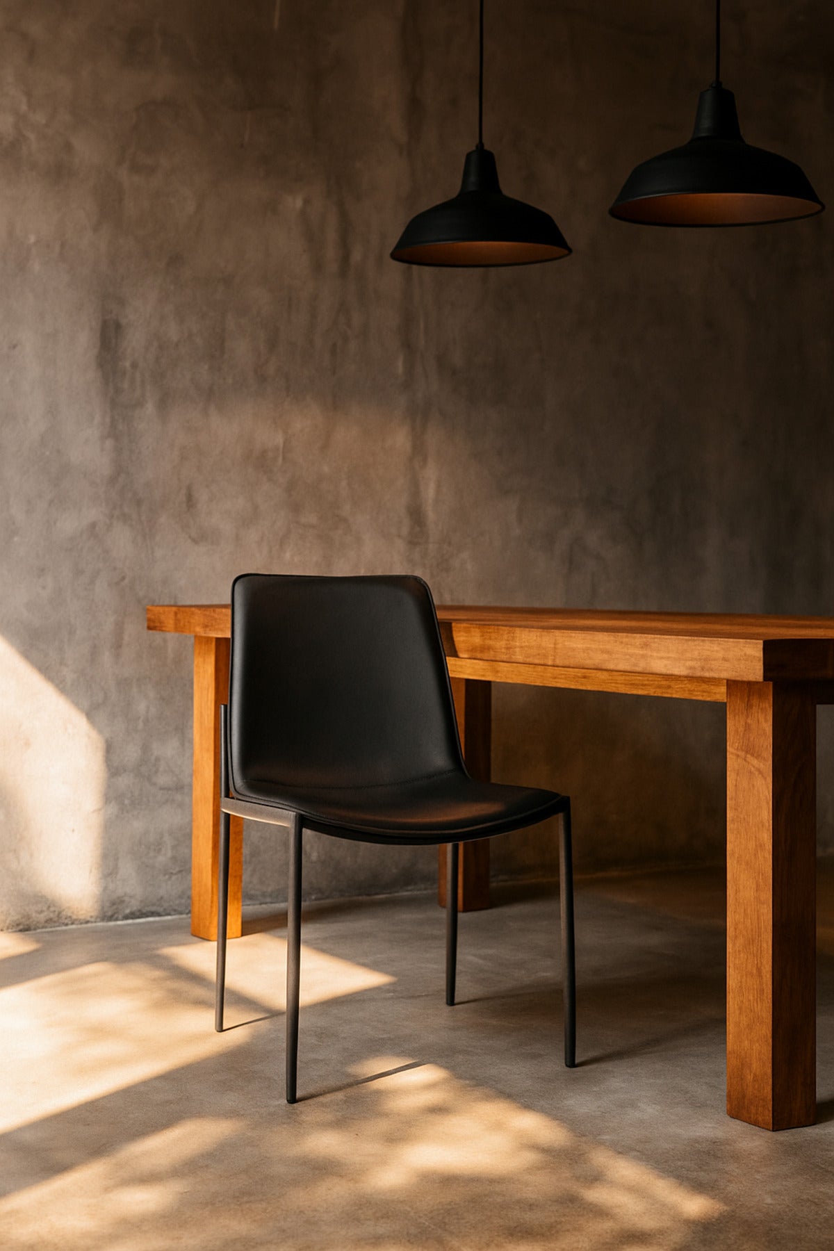 Black PU Leather Dining Chair Ð Modern Minimalist Chair with Metal Legs for Dining Room