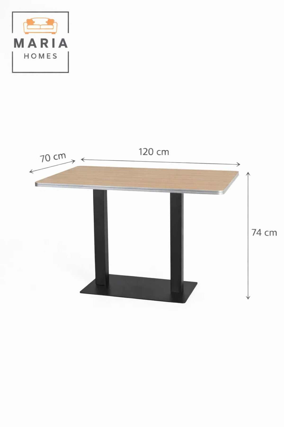 Wooden Dining Table 120_70_74 cm Ð Modern Rectangular Table with Black Metal Base