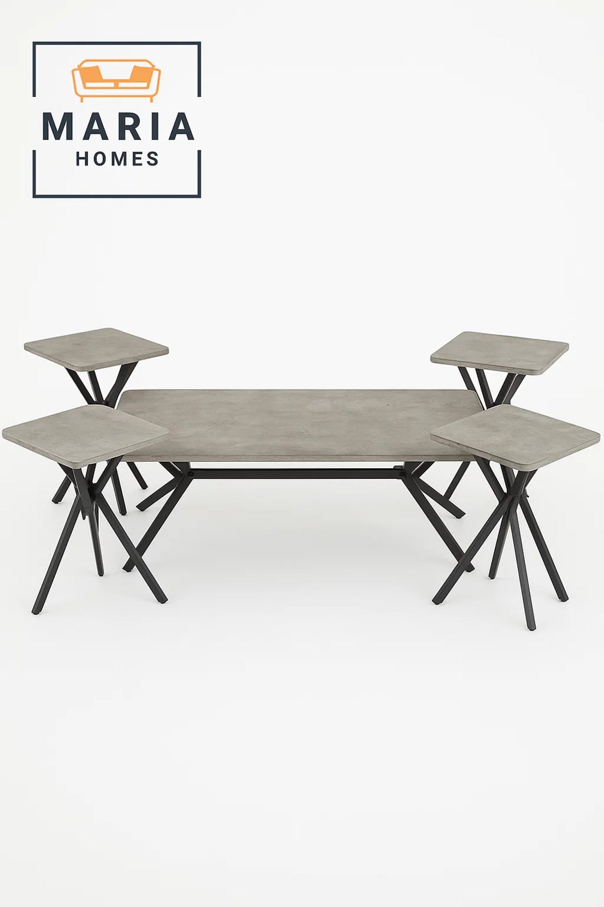 Folding Coffee Table Set with Gray Finish & Metal Base