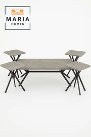 Folding Coffee Table Set with Gray Finish & Metal Base