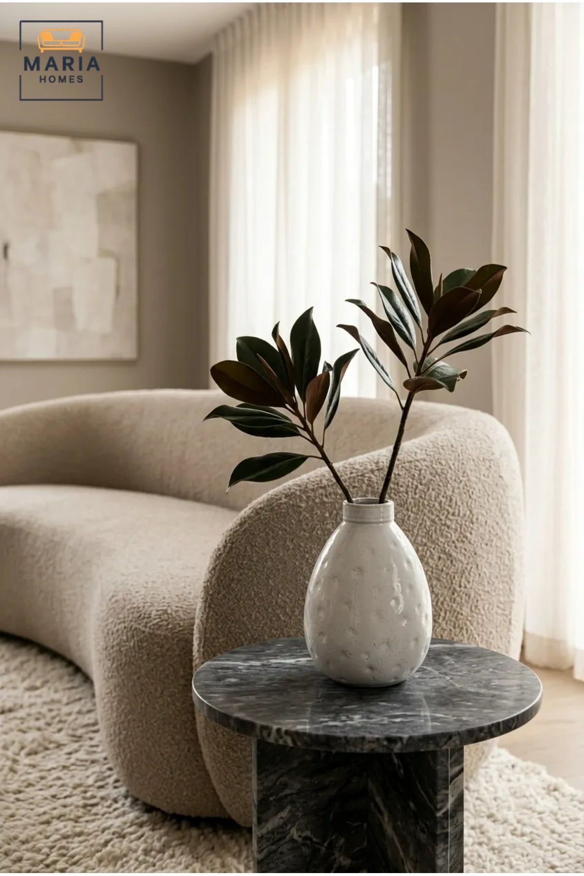 White Textured Decorative Vase, Modern Teardrop Flower Holder with Narrow Opening for Dried Flowers, Living Room, Bedroom, Office, Shelf and Table Décor