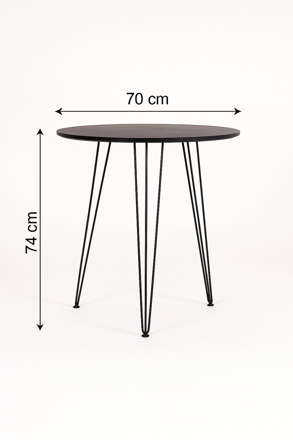 Round Coffee Table Ð 70_74 cm Black Metal Modern Accent Table for Living Room