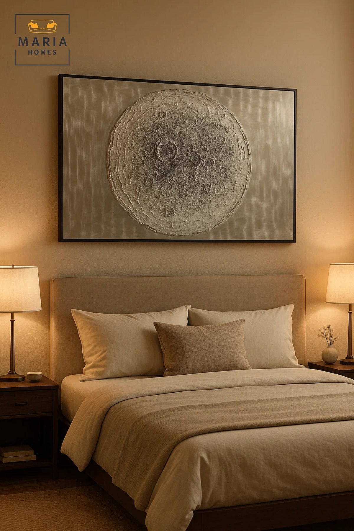 3D Metallic Wall Art Textured Moon Design Abstract Decorative Panel for Modern Homes120*80CM