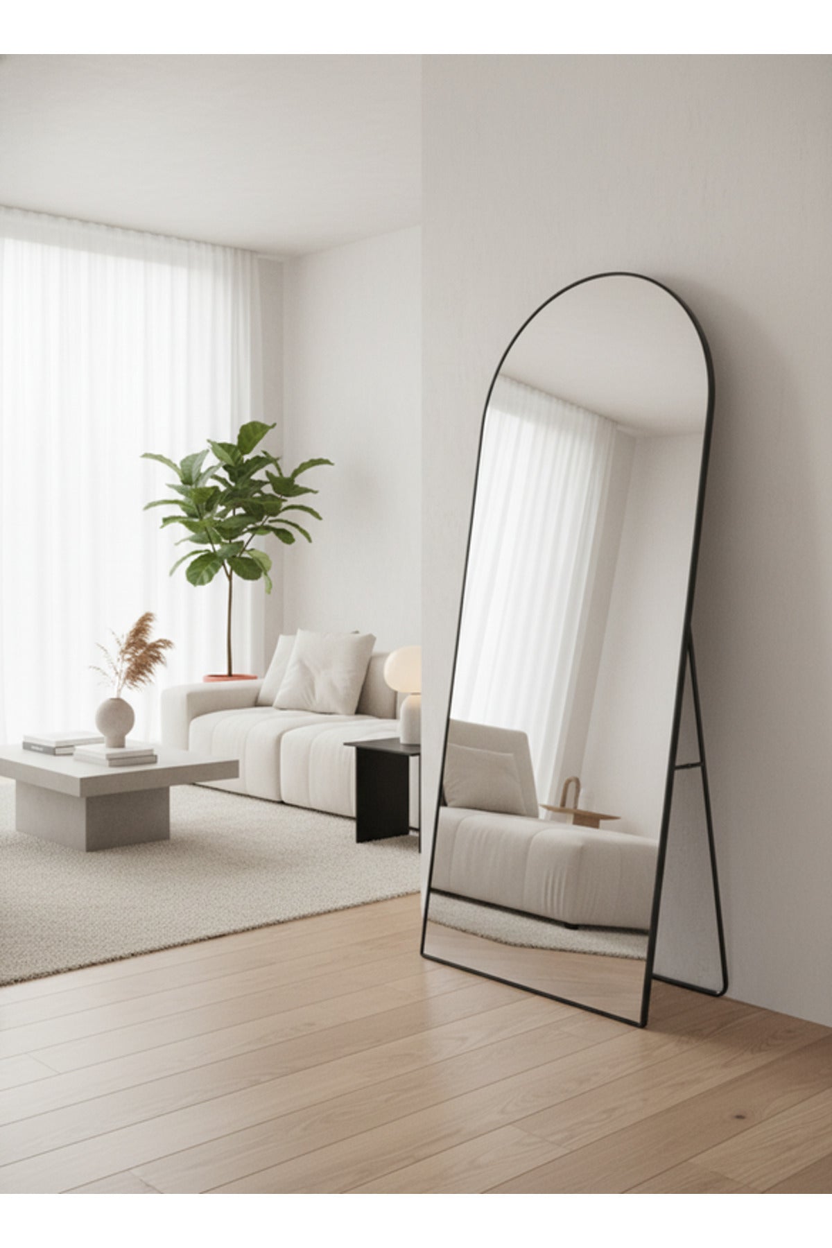 Black Arch Standing Floor Mirror 180x80cm Full Length Bedroom black arch standing
