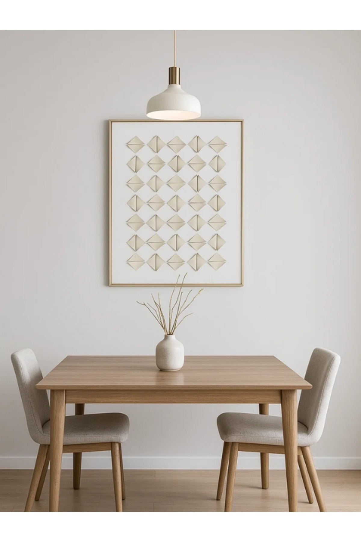 Modern Geometric Wall Art Ð 120_80 cm Beige 3D Pattern Framed Canvas for Home DŽcor