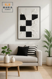 Modern Black White Wall Art Ð Textured Abstract Canvas Ð Luxury Home Decor 120_80