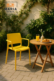 Yellow Plastic Armchair Ð Modern Stackable Outdoor & Indoor Chair with Open Lower Back