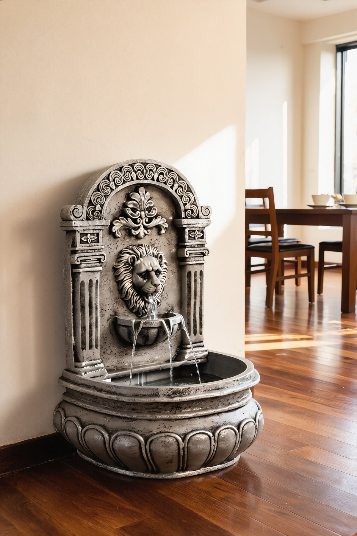Classic Lion Head Indoor Decorative Water Fountain Wall Feature 78x43 cm