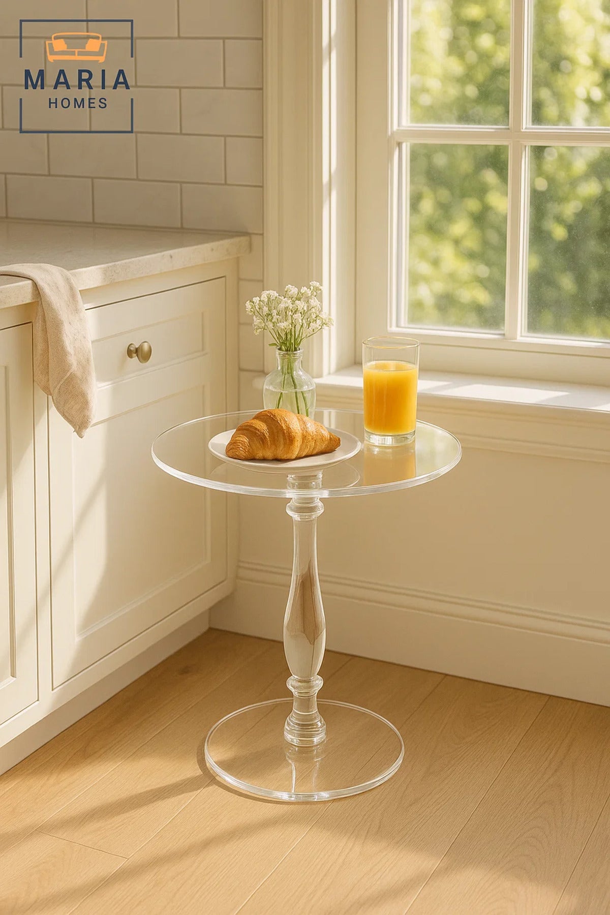 Elegant Acrylic Round Side Table 50_50_55 cm √ê Clear Modern Crystal Style Accent Table
