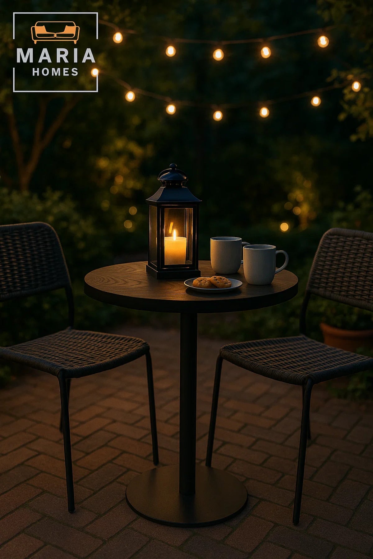 Round Black Pedestal CafŽ Table with Wooden Top
