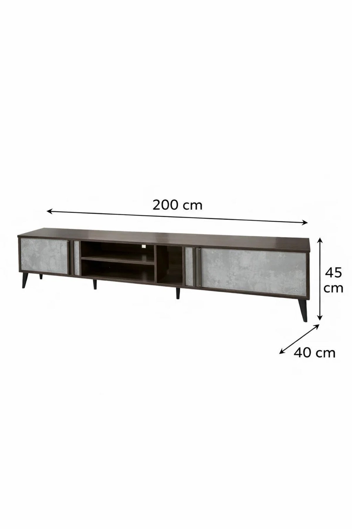Brown & Grey TV Stand √ê 200x40x45 cm Modern Plasma Table with Cabinets & Shelves