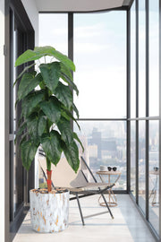 155 cm Artificial Philodendron Tree with Marble-Effect with Pot – Modern Indoor Decor