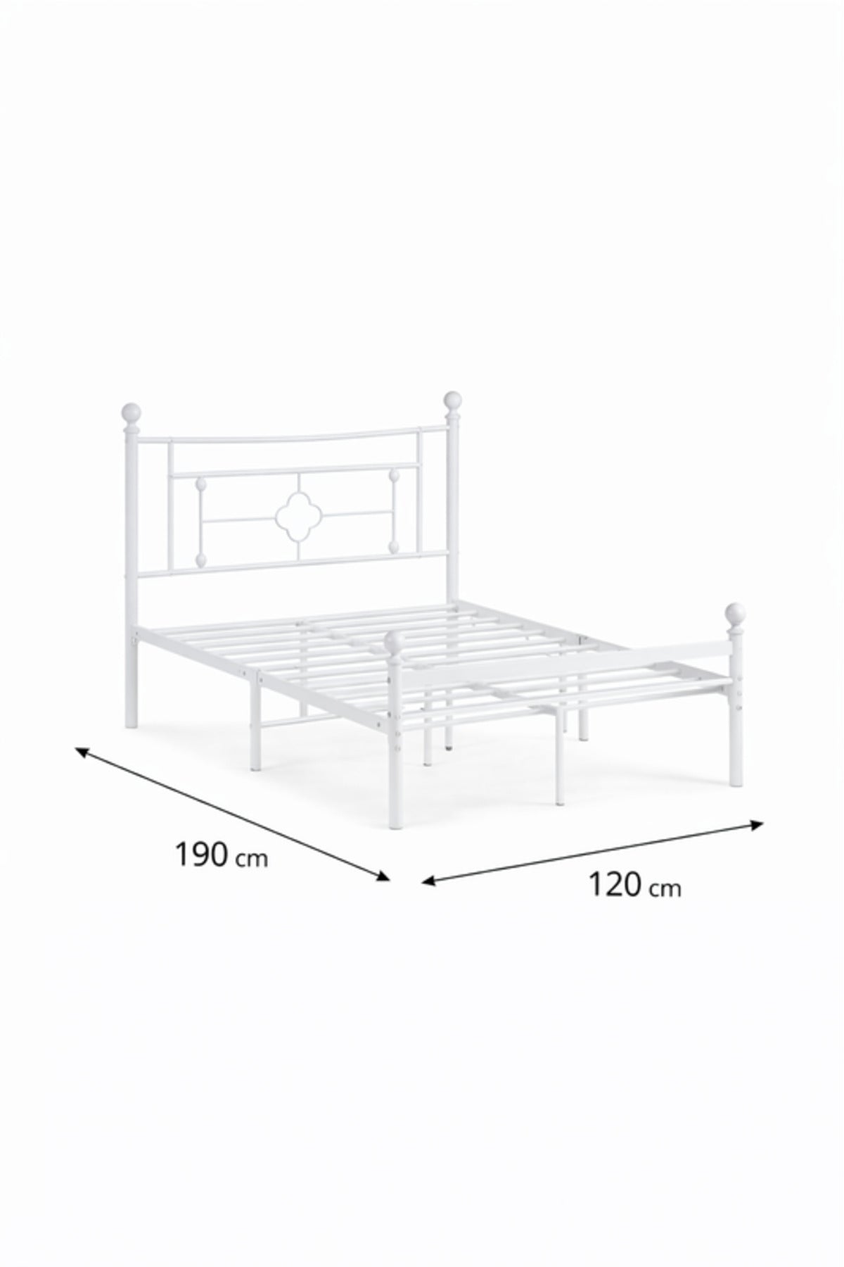 White Metal Bed Frame with Decorative Headboard white metal bed / Base
