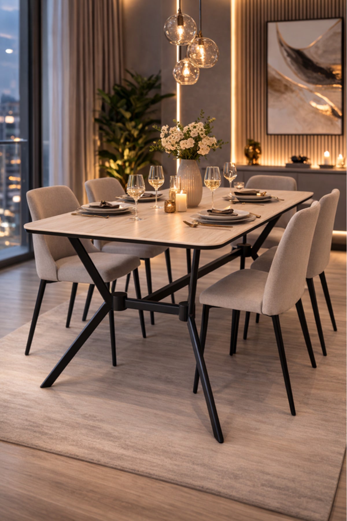 Large Black and Grey Side Table, 150x90x75 CM large black Dinner Table
