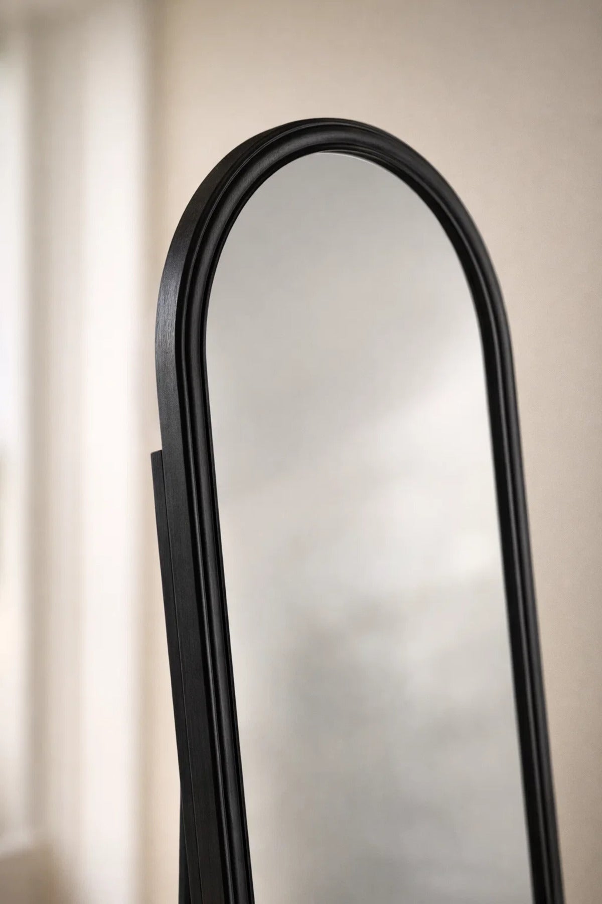 Black Wooden Frame Arch Standing Mirror 170x60cm Full Length Floor black wooden frame