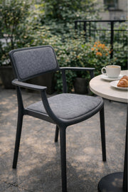 Grey Plastic Chair with Cushioned Seat, 80x57x46 CM