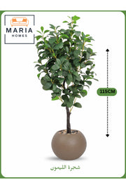 Artificial Lemon Tree 115 cm Ð Decorative Indoor Plant with Brown Pot