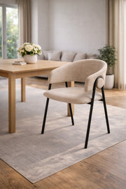 Light Beige Armchair with Black Metal Legs, 80x45x49 CM light beige armchair Kitchen