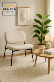 Modern Cream Lounge Chair with Black Metal Legs