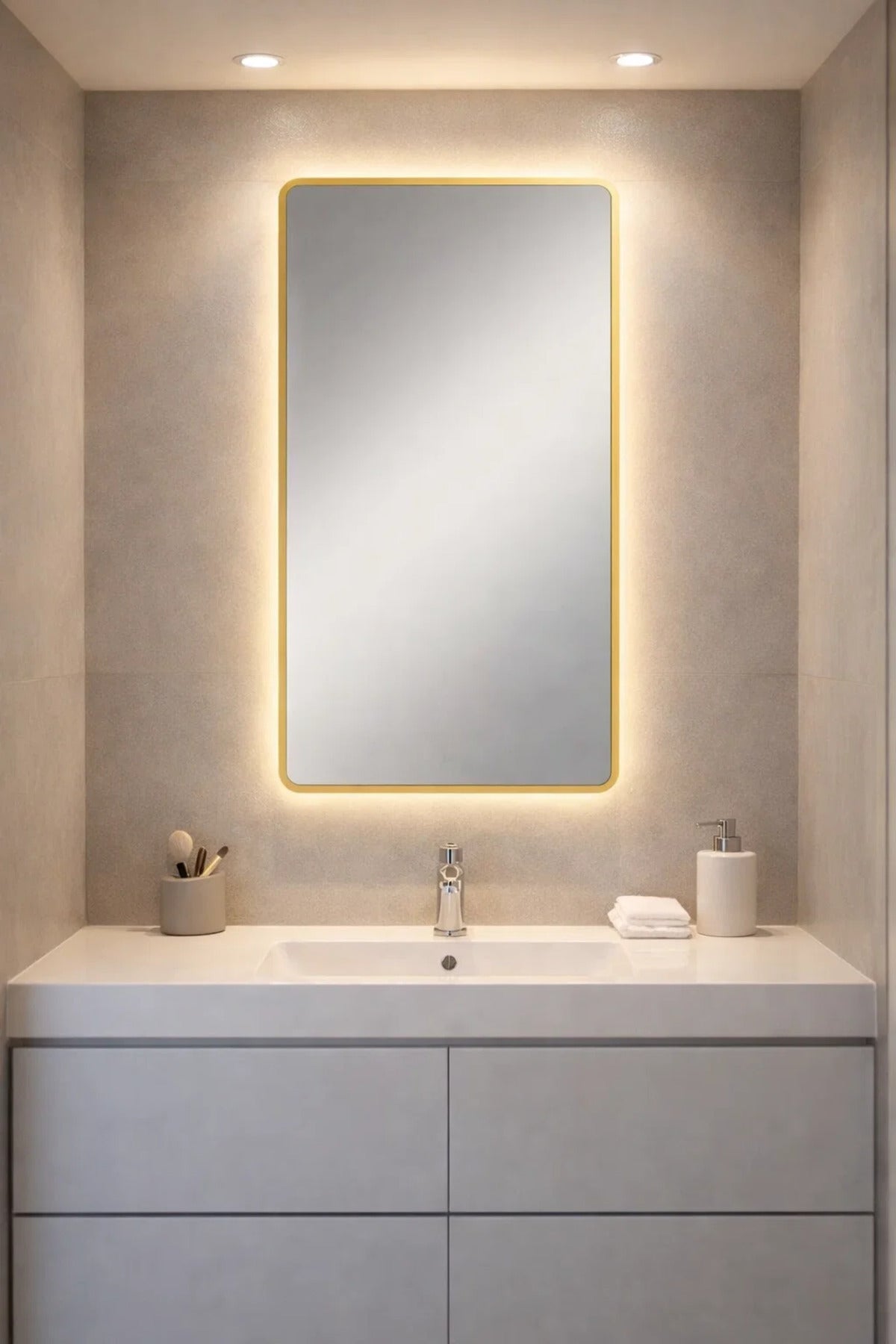Gold Rectangular Wall Mirror for Bedroom, Bathroom, Dressing & Home D≈Ωcor
