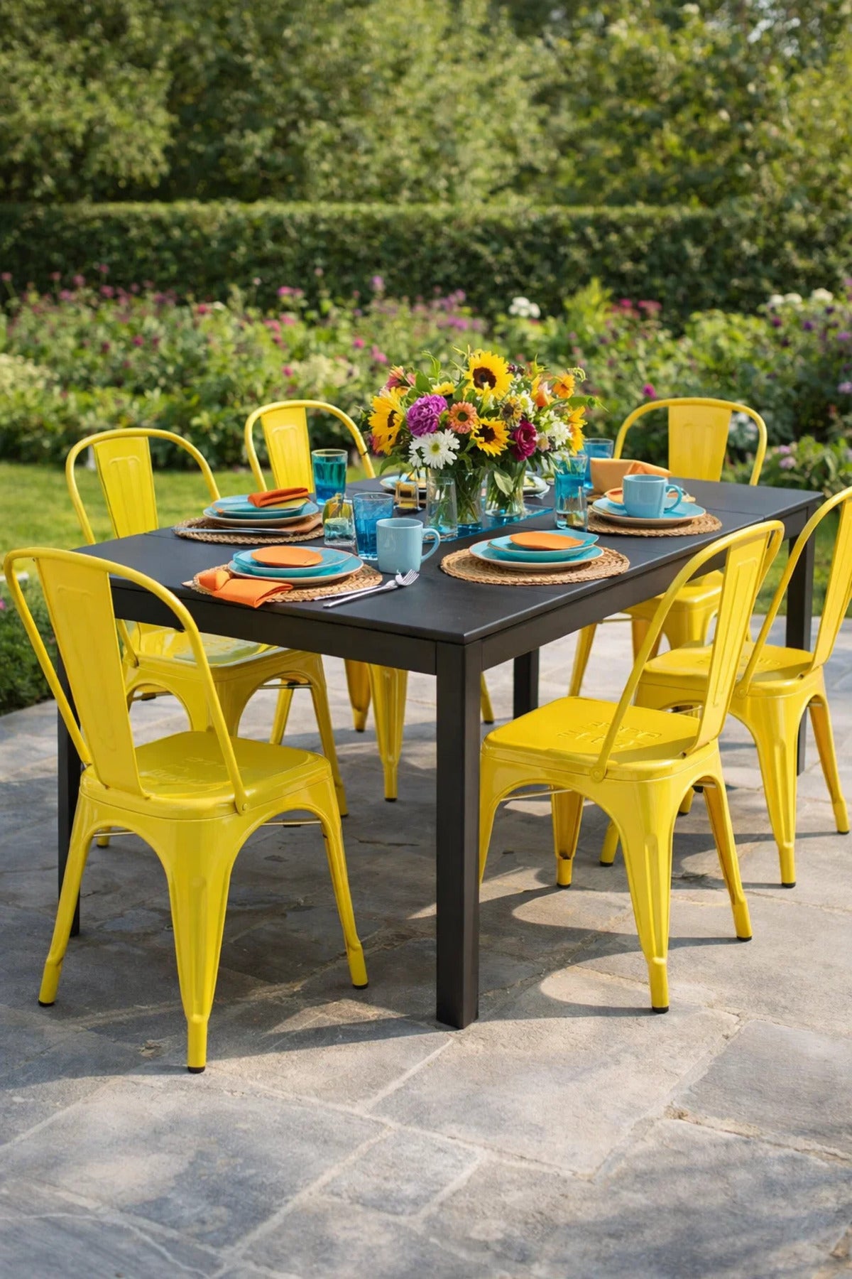 Bright Yellow Metal Chair √ê Durable and Stylish Dining or Office Chair