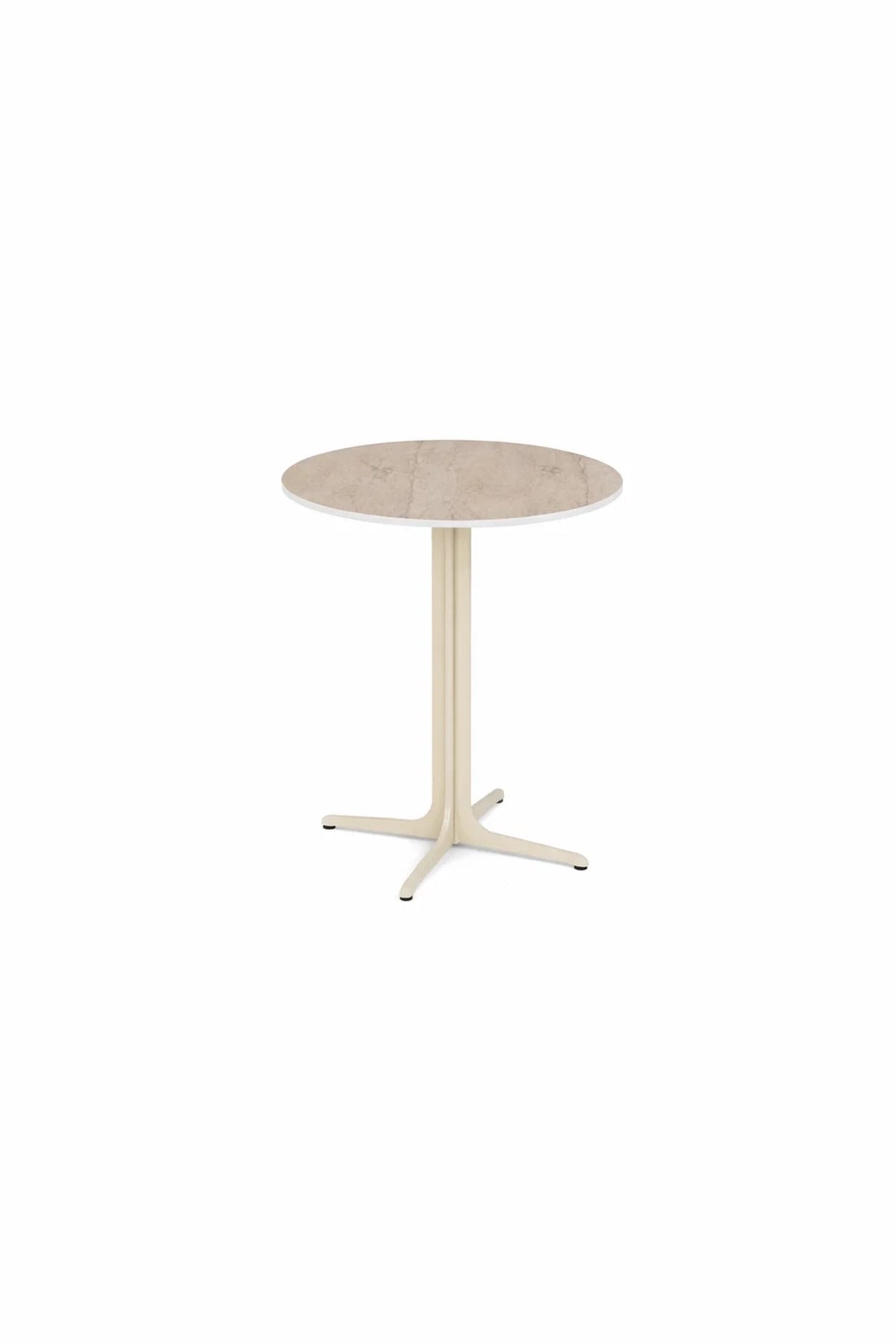 Round Beige Coffee Table Marble Style Top with Metal Base Side Table 45_45_50 cm