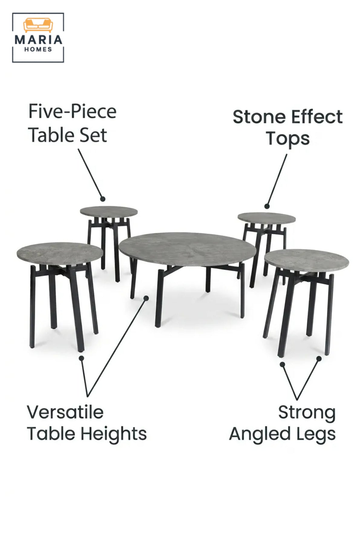 Modern Five-Piece Dining Table Set with Round Table and Four Matching Stools, Space-Saving Kitchen Set for Dining Area, Apartment, Café and Breakfast Nook