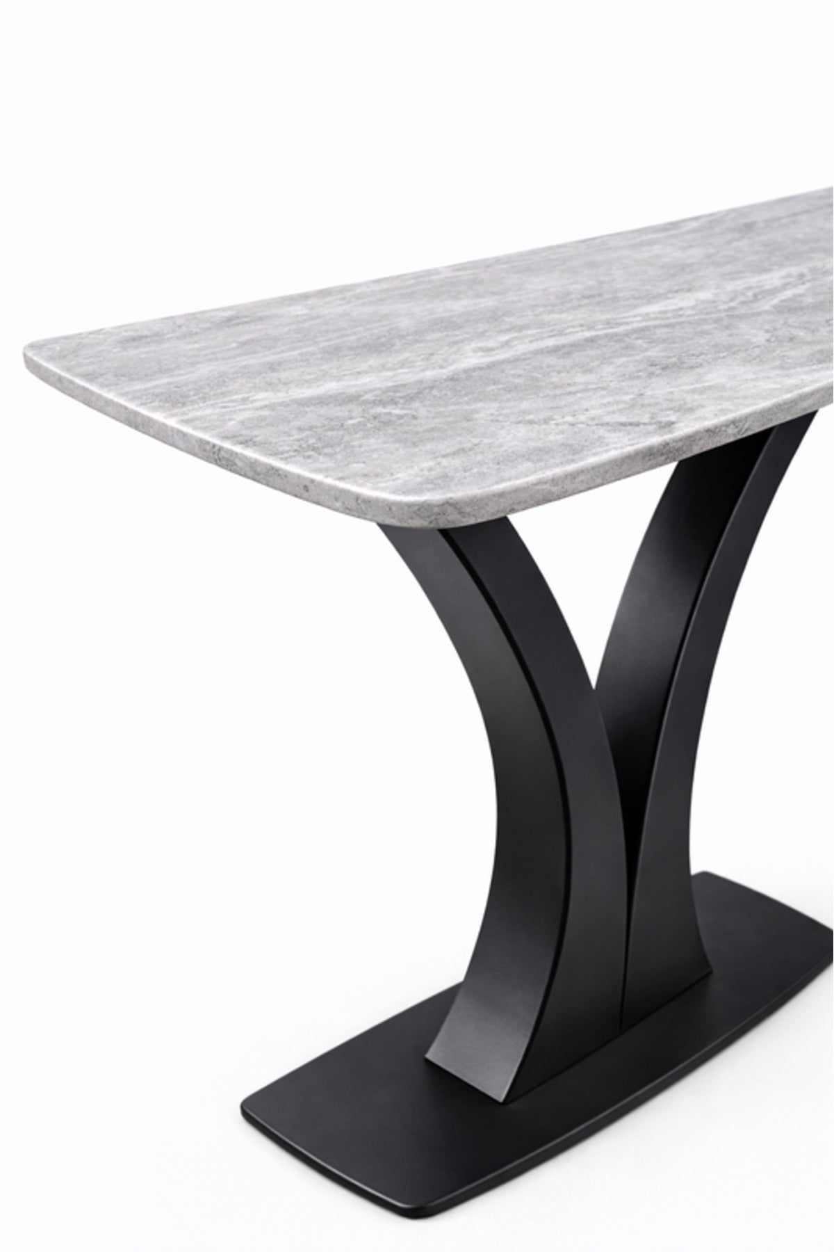 Light Grey Console Table with Black Metal Base Modern Entryway light grey console