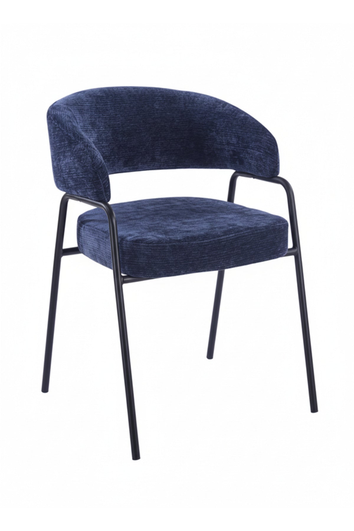 Stylish Blue Armchair with Black Metal Legs, 78x47x50 CM stylish blue armchair Dining