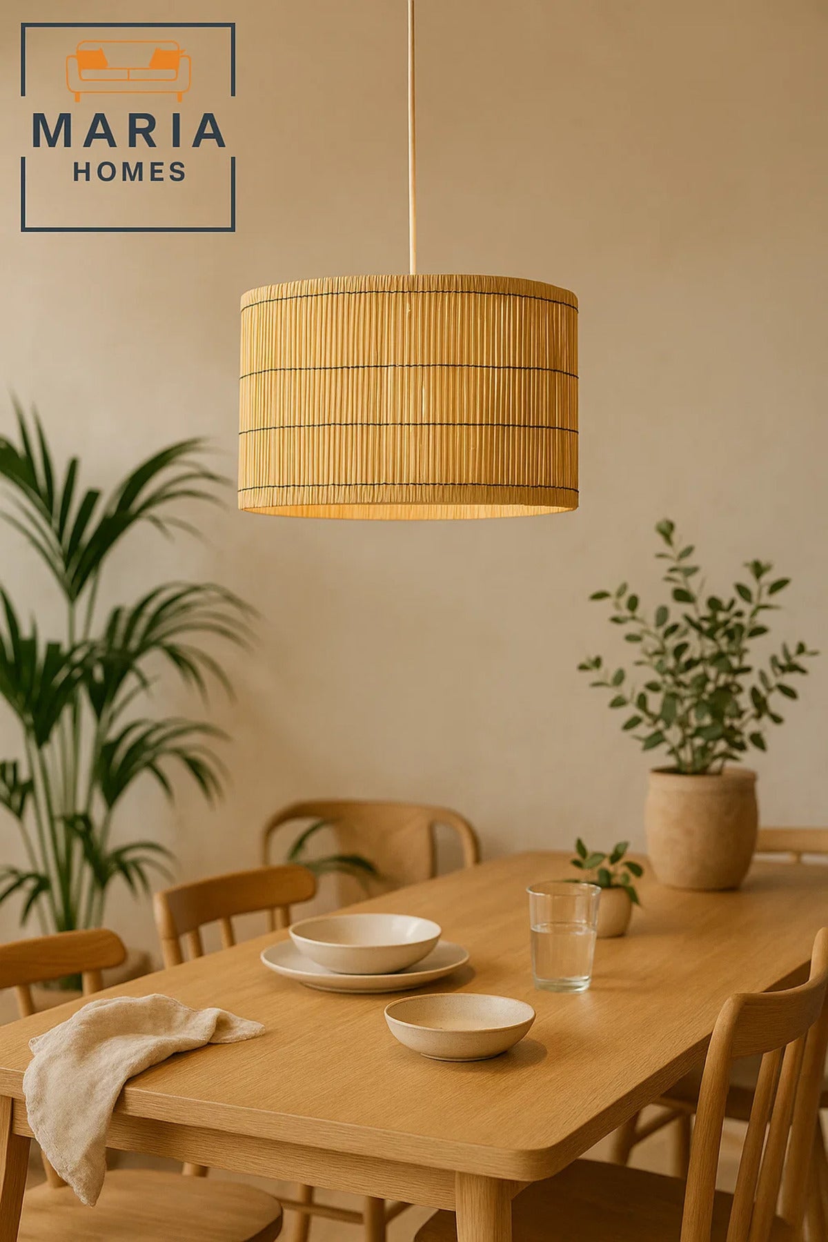 Cylindrical Bamboo Pendant Light
