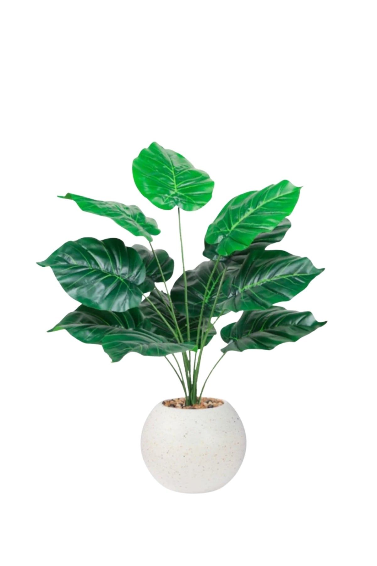 Artificial Green Heart Leaf Plant 55 cm – Decorative Indoor Shrub with White Pot