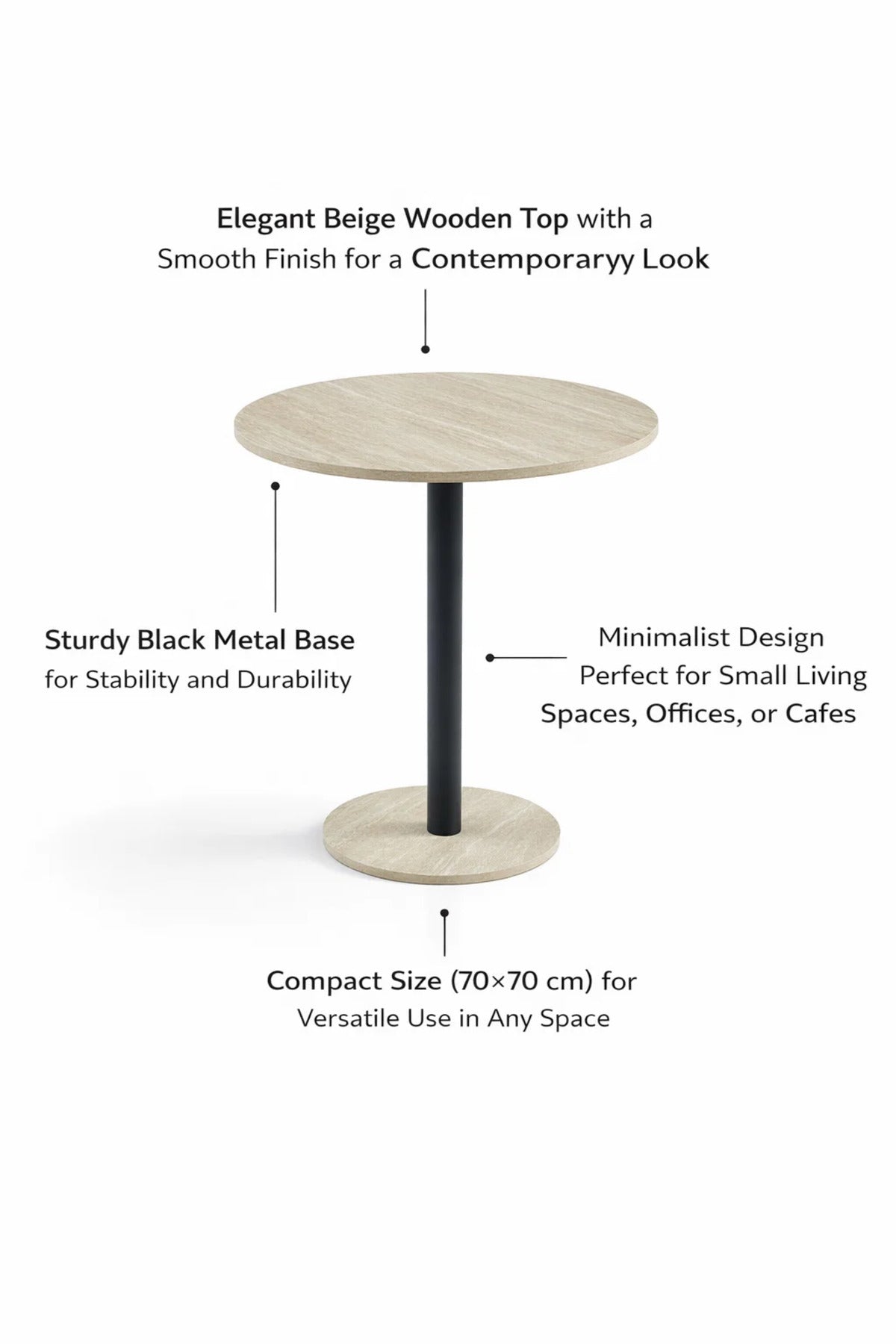 Modern Beige Coffee Table with Black Pedestal Base √ê Stylish and Minimalistic Design
