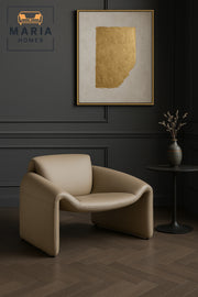 Beige Modern Lounge Chair Ð Minimalist Contemporary Accent Seat for Living Room or Office