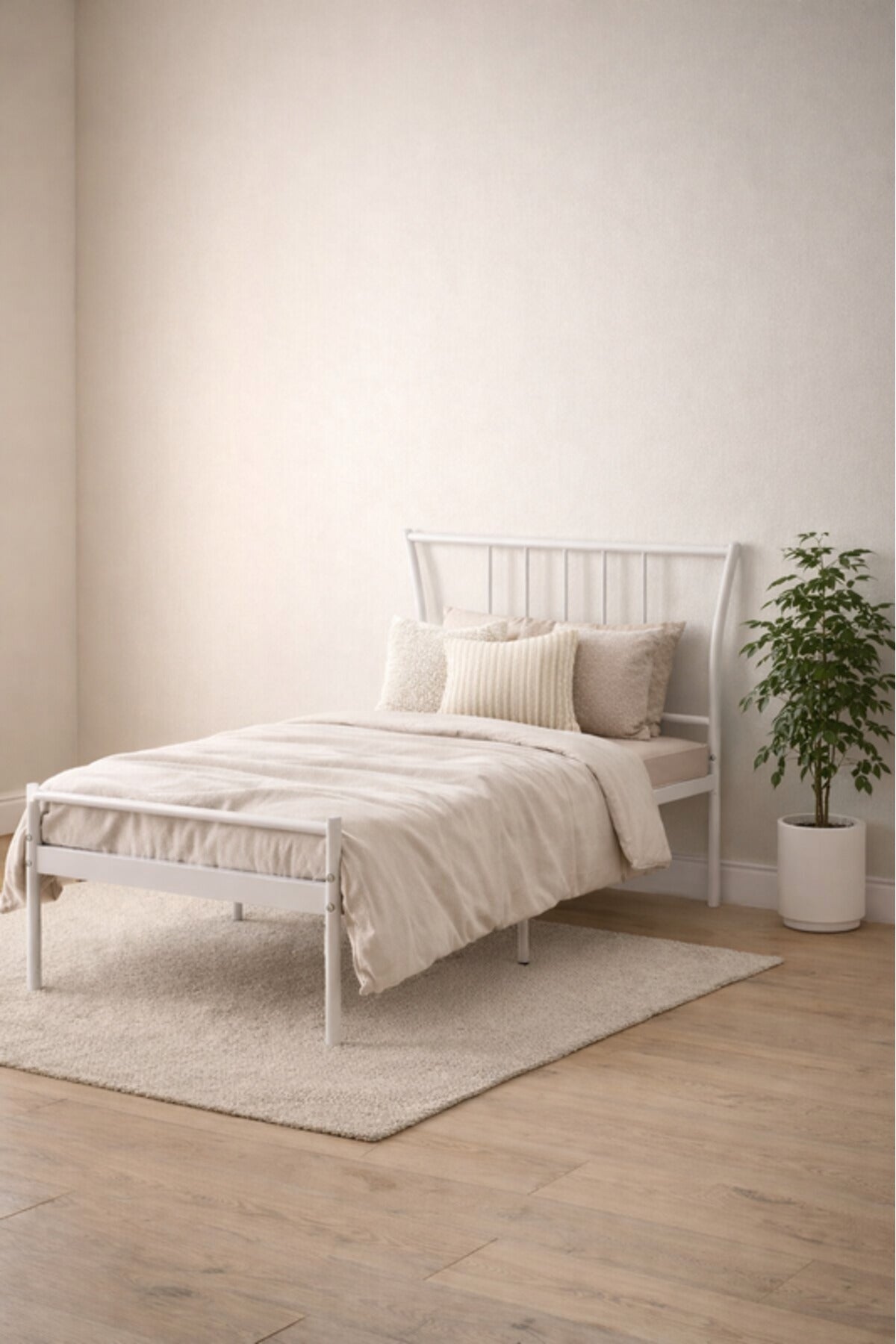 White Metal Bed Frame with Modern Headboard white metal bed / Base