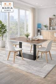 Brown Wooden Table 120_70_74 cm Ð Modern Rectangular Table with Black Metal Base