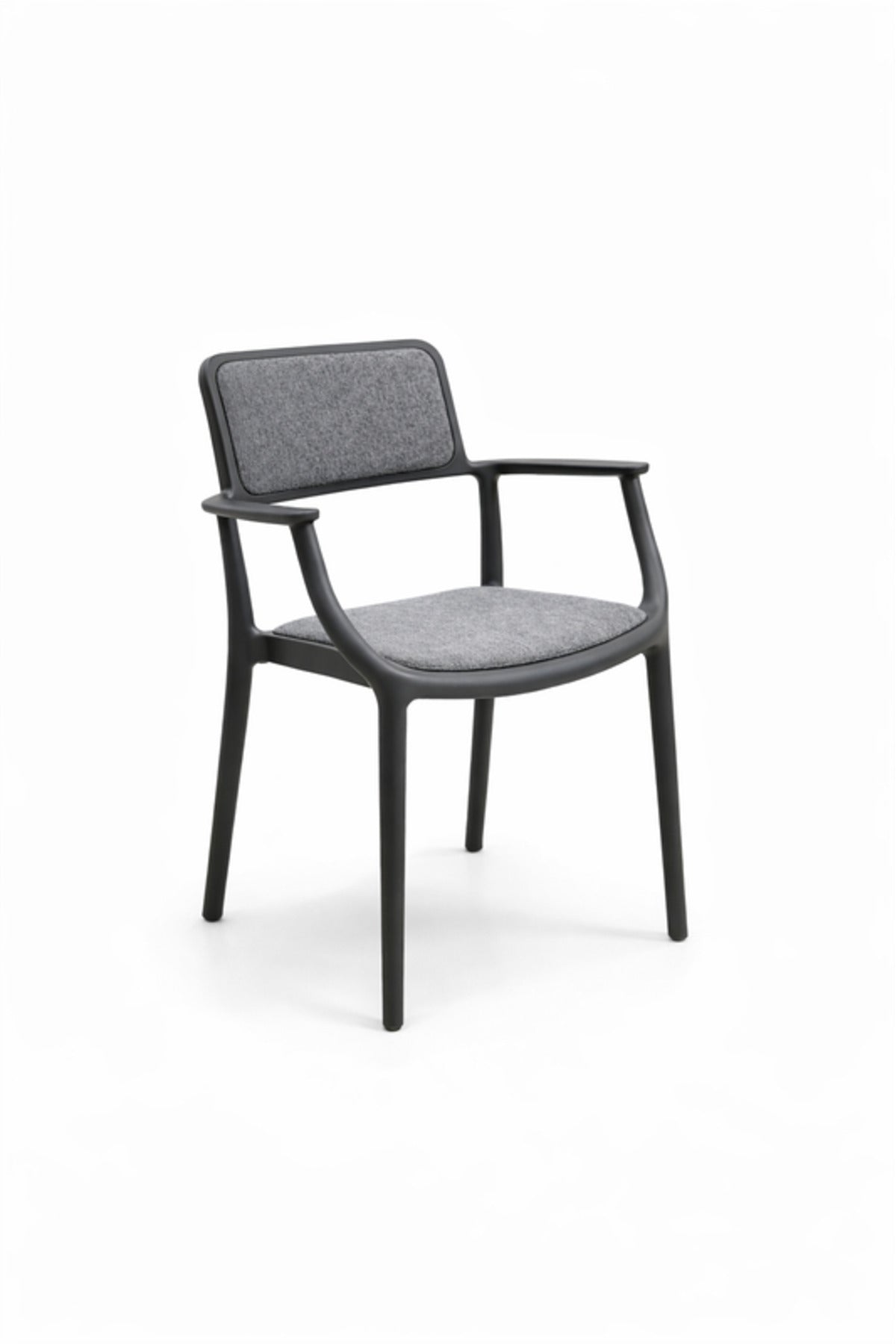 Grey Plastic Chair with Cushioned Seat, 80x57x46 CM