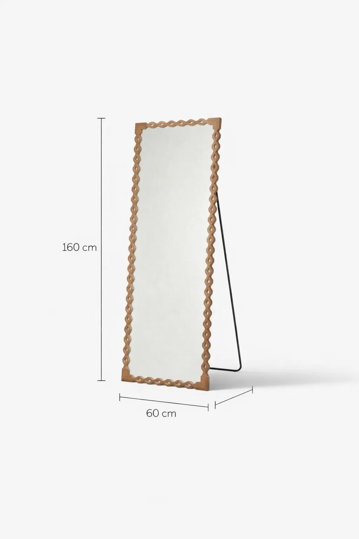 Full Length Mirror Walnut Natural Wavy Frame 160x60cm Bedroom Decor