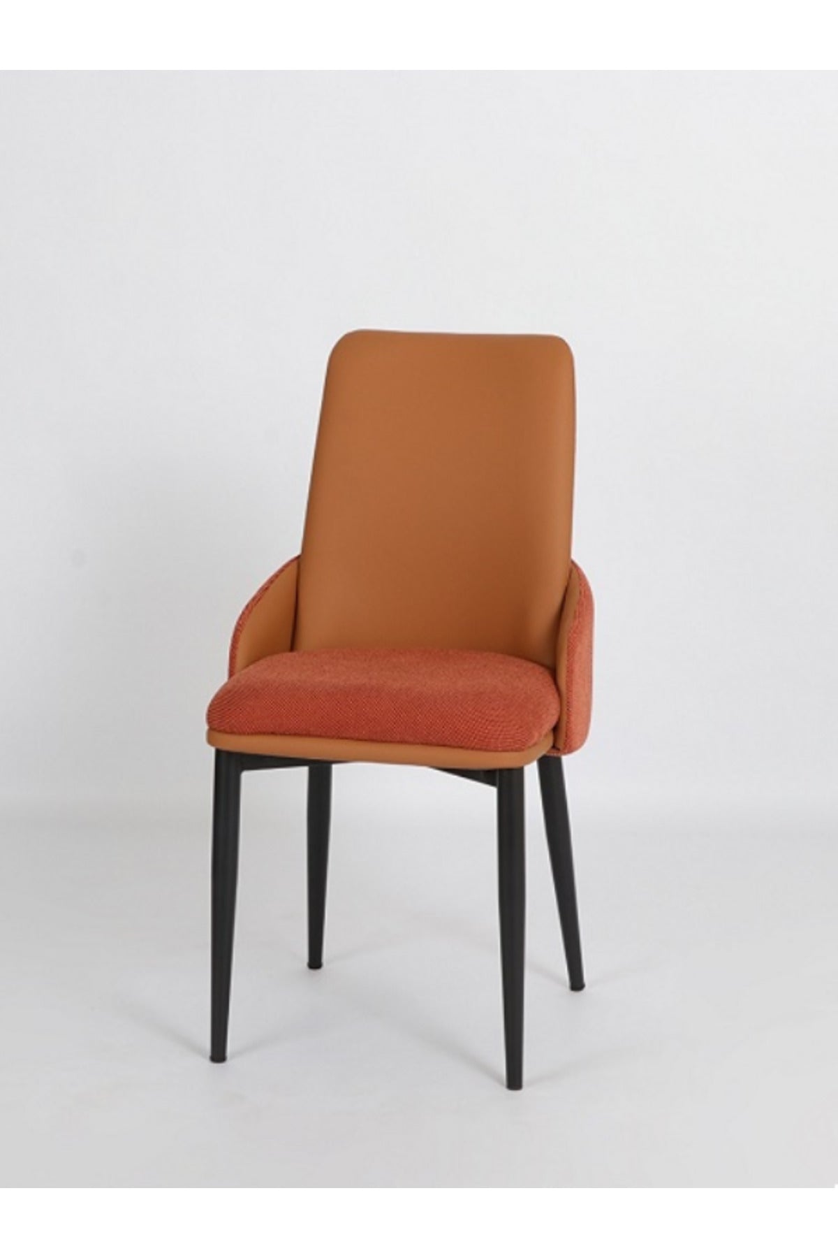 Orange Dining Chair Ð Modern Upholstered Chair with PU Leather Back and Fabric Seat for Dining Room