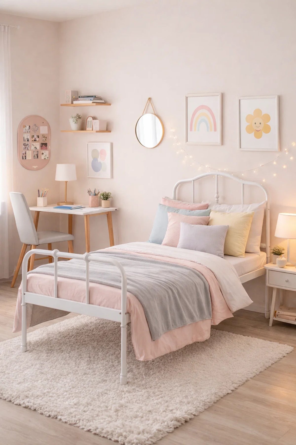 White Metal Bed Frame - WHITE (90*190 cm)