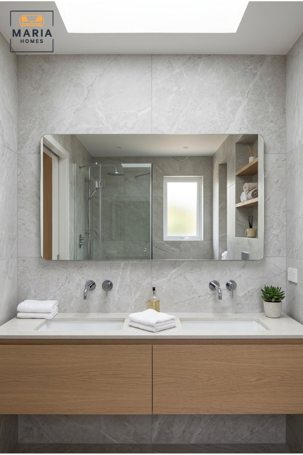 Frameless Rectangular Wall Mirror 120 × 60 cm with Soft Rounded Corners, Modern Decorative Mirror for Bathroom, Bedroom, Dressing Area, Hallway and Vanity