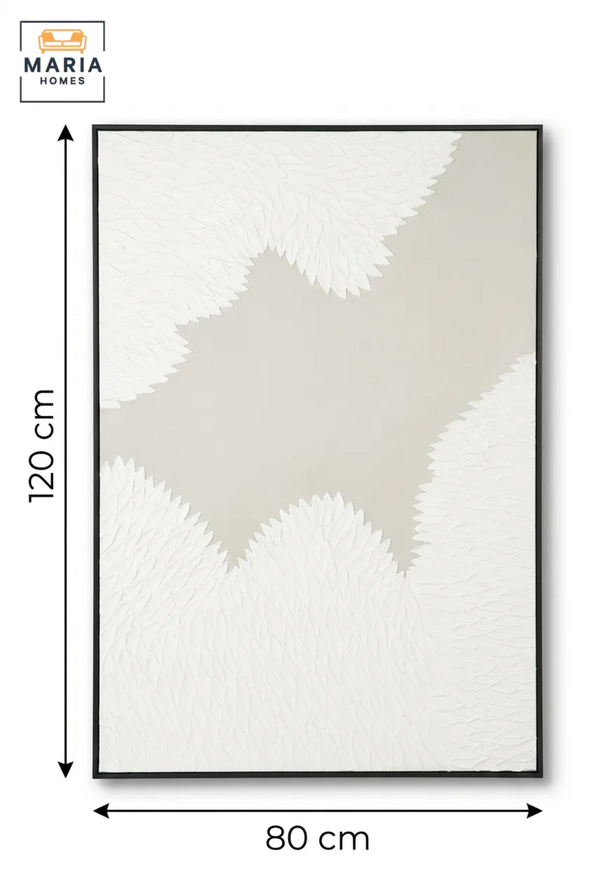 Modern Abstract Textured Wall Art with Black Frame, Neutral White and Beige Canvas Print for Living Room, Bedroom, Office and Hallway Décor
