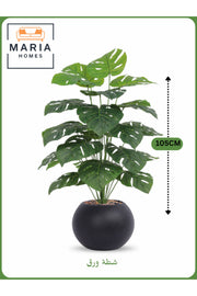 Artificial Monstera Plant 105 cm – Decorative Indoor Plant with Black Pot
