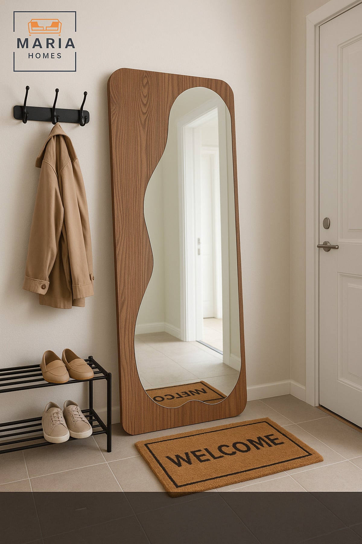 Brown Wood Full-Length Mirror 170_70 cm Ð Modern Standing Dressing Mirror